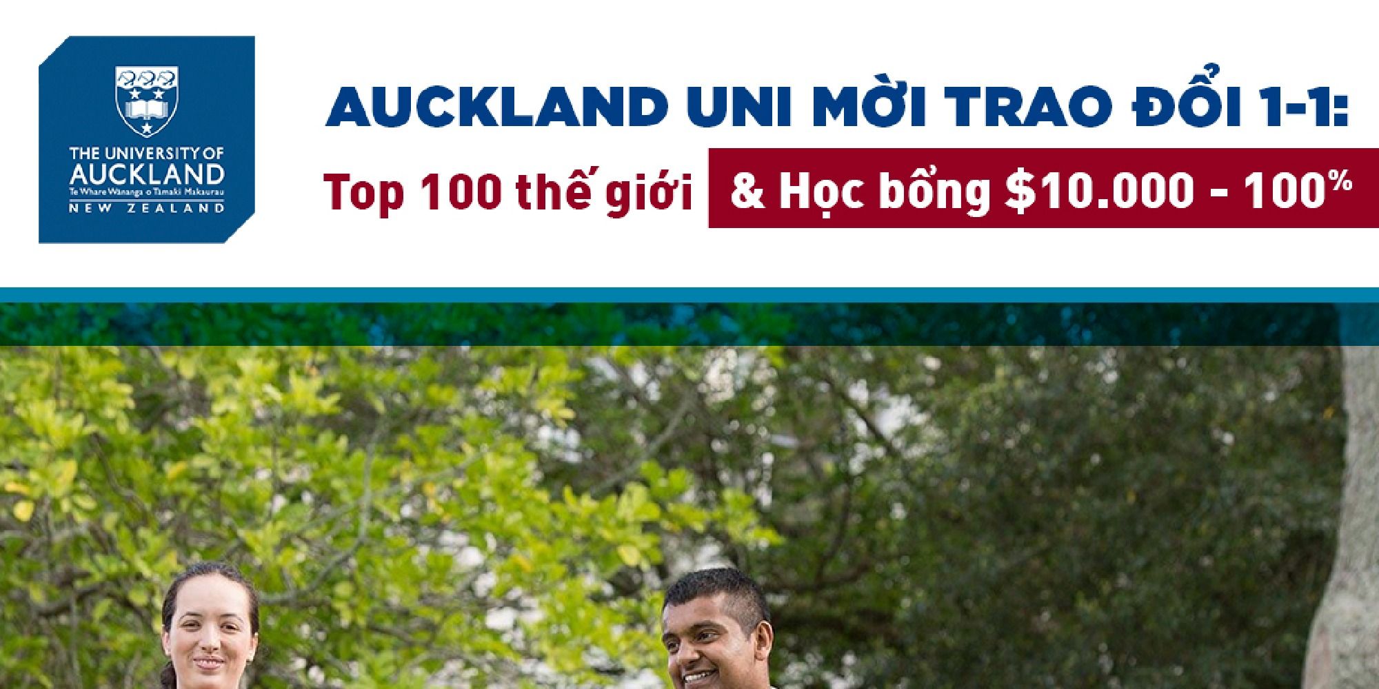 Auckland Uni mời trao đổi 1-1 cùng trường:  Top 100 thế giới &amp; Học bổng $10.000-100% học phí